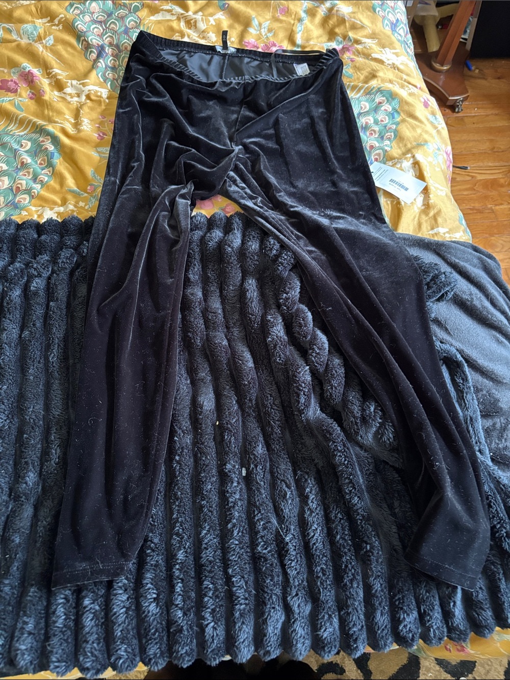 Eileen Fisher Black Velvet Wide-Leg Pants